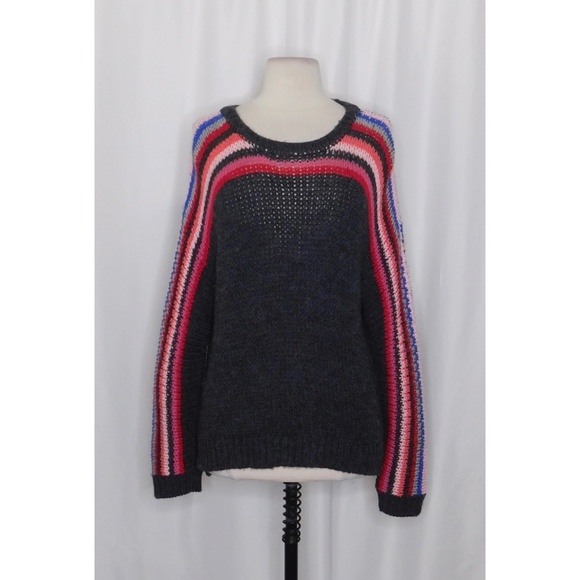 XIRENA Teton Aprés Ski Sweater Alpaca Gray Colorful Stripes Sporty Apres X-Small - Picture 3 of 15